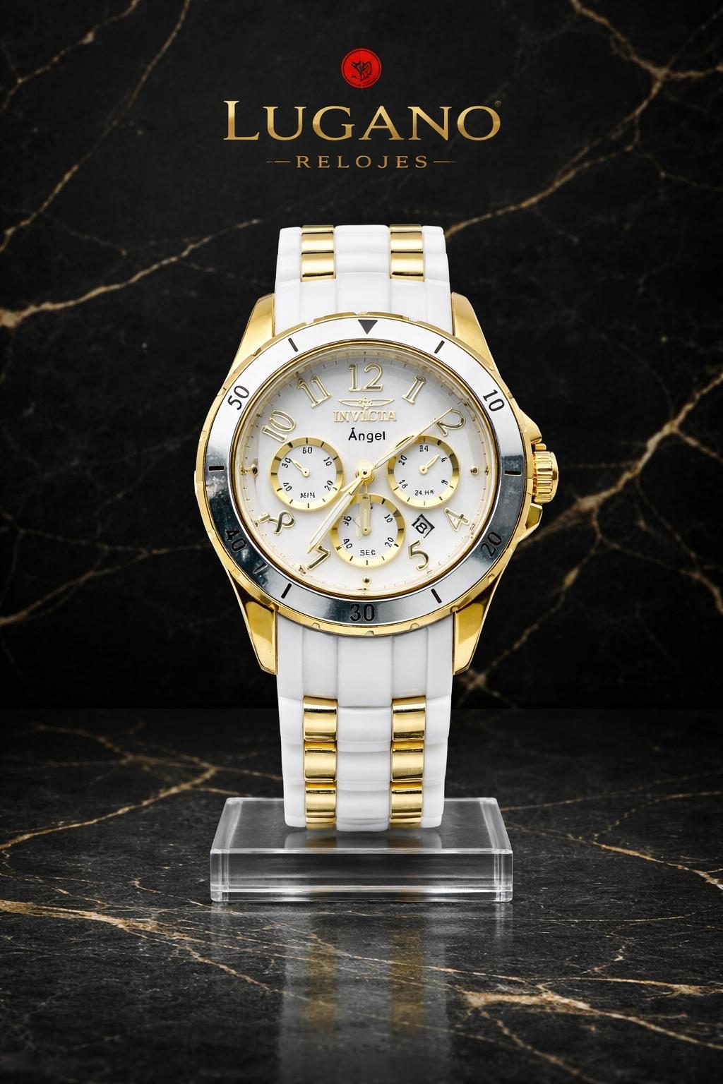 Reloj Invicta Angel Cronógrafo para Dama - Blanco con dorado · Elegante