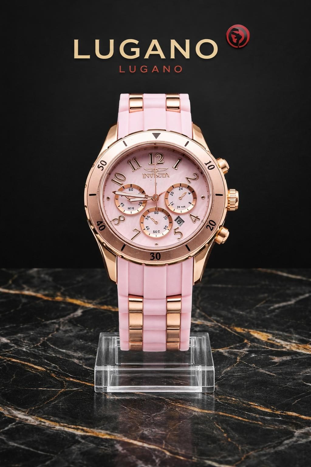 Reloj Invicta Angel Cronógrafo para Dama - Rosa pastel y oro rosa · Elegante