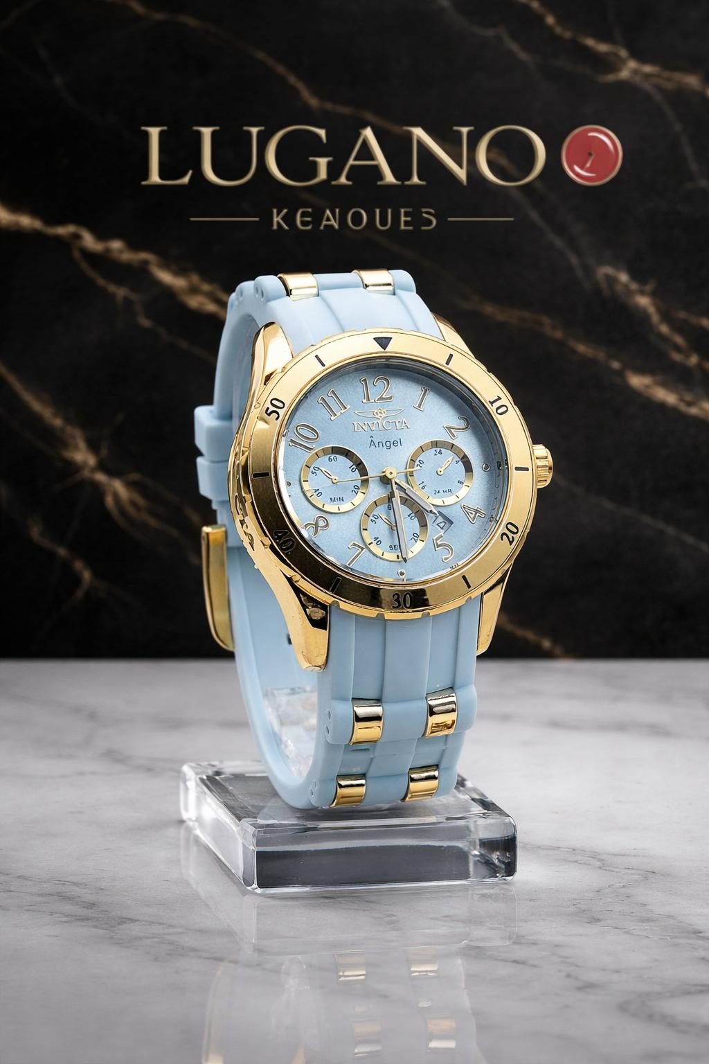 Reloj Invicta Angel Cronógrafo para Dama - Celeste y dorado · Casual