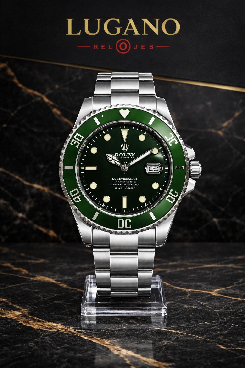 Rolex Oyster Perpetual Date - Verde y plateado · Clásico