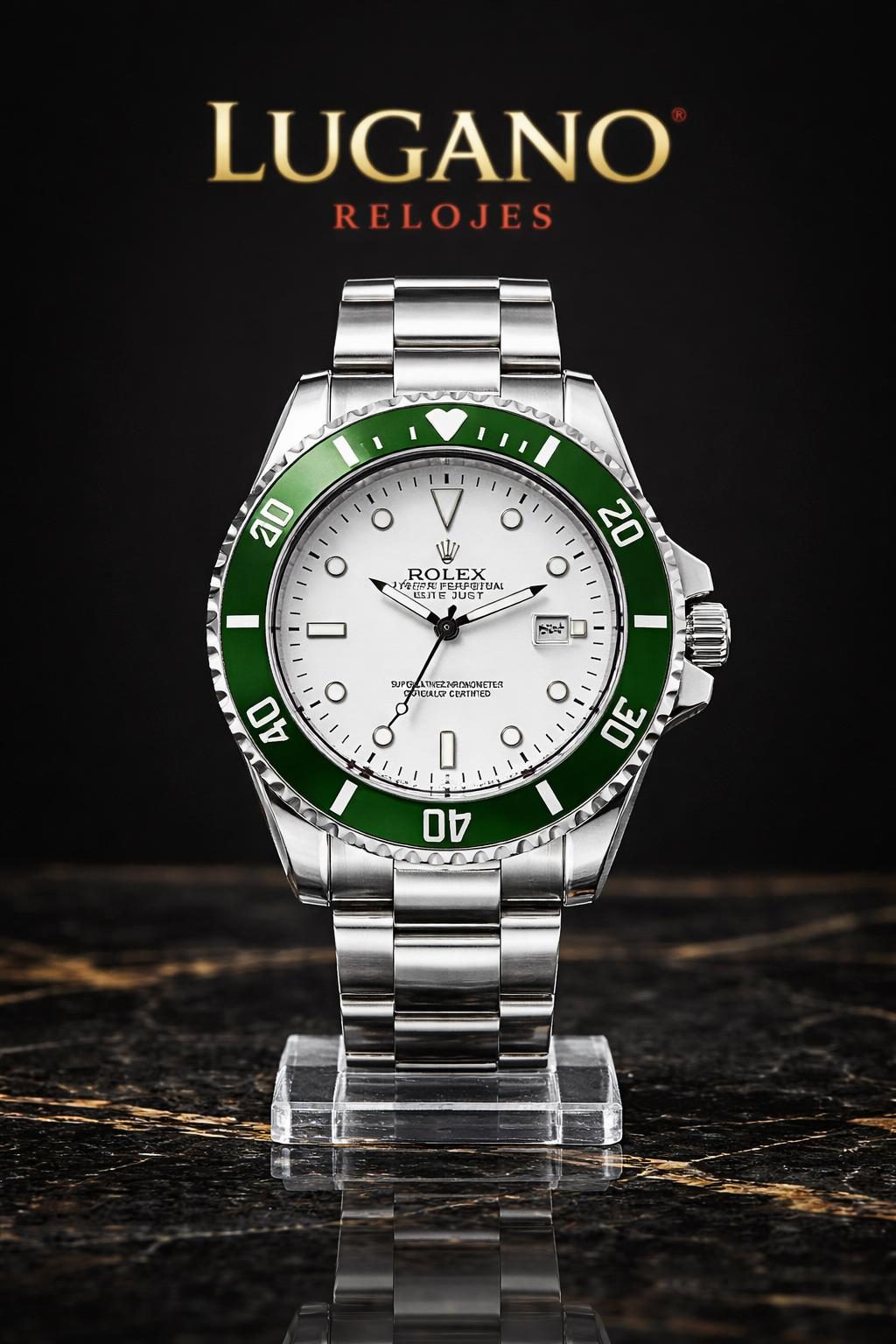Rolex Oyster Perpetual Date - Verde y Plateado · Elegante