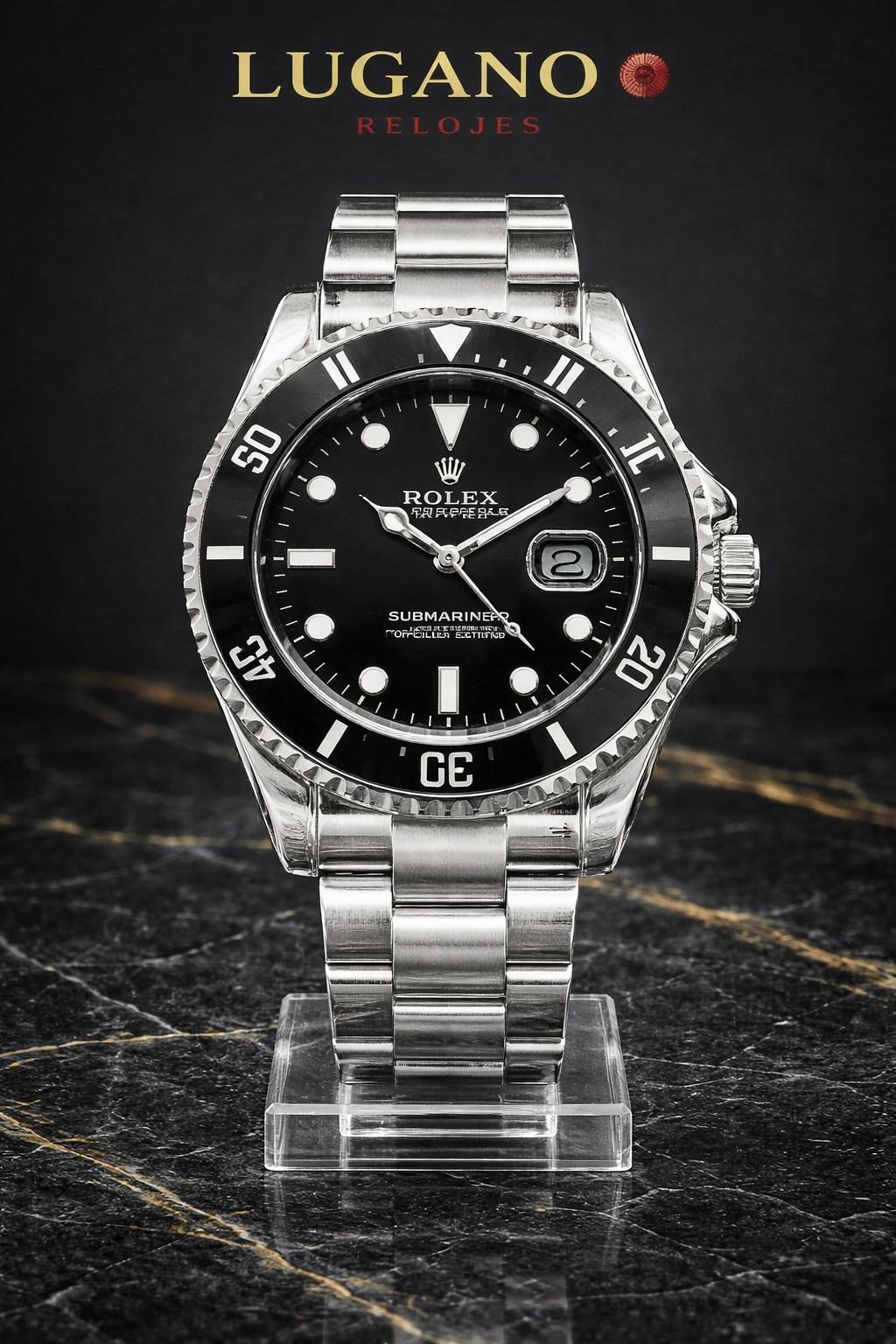 Rolex Oyster Perpetual Date - plateado y negro · Elegante
