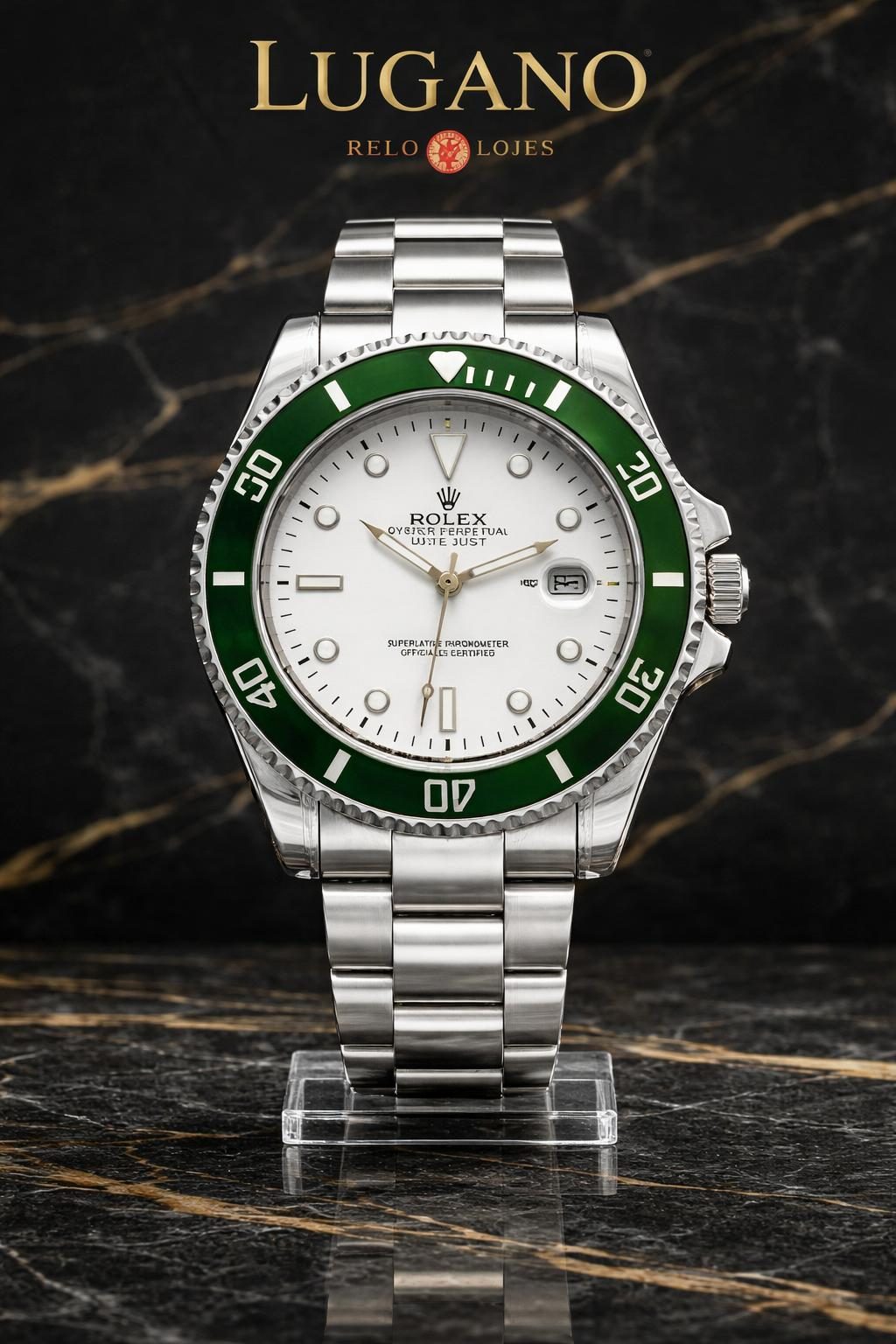 Rolex Oyster Perpetual Date - Blanco y Verde · Clásico