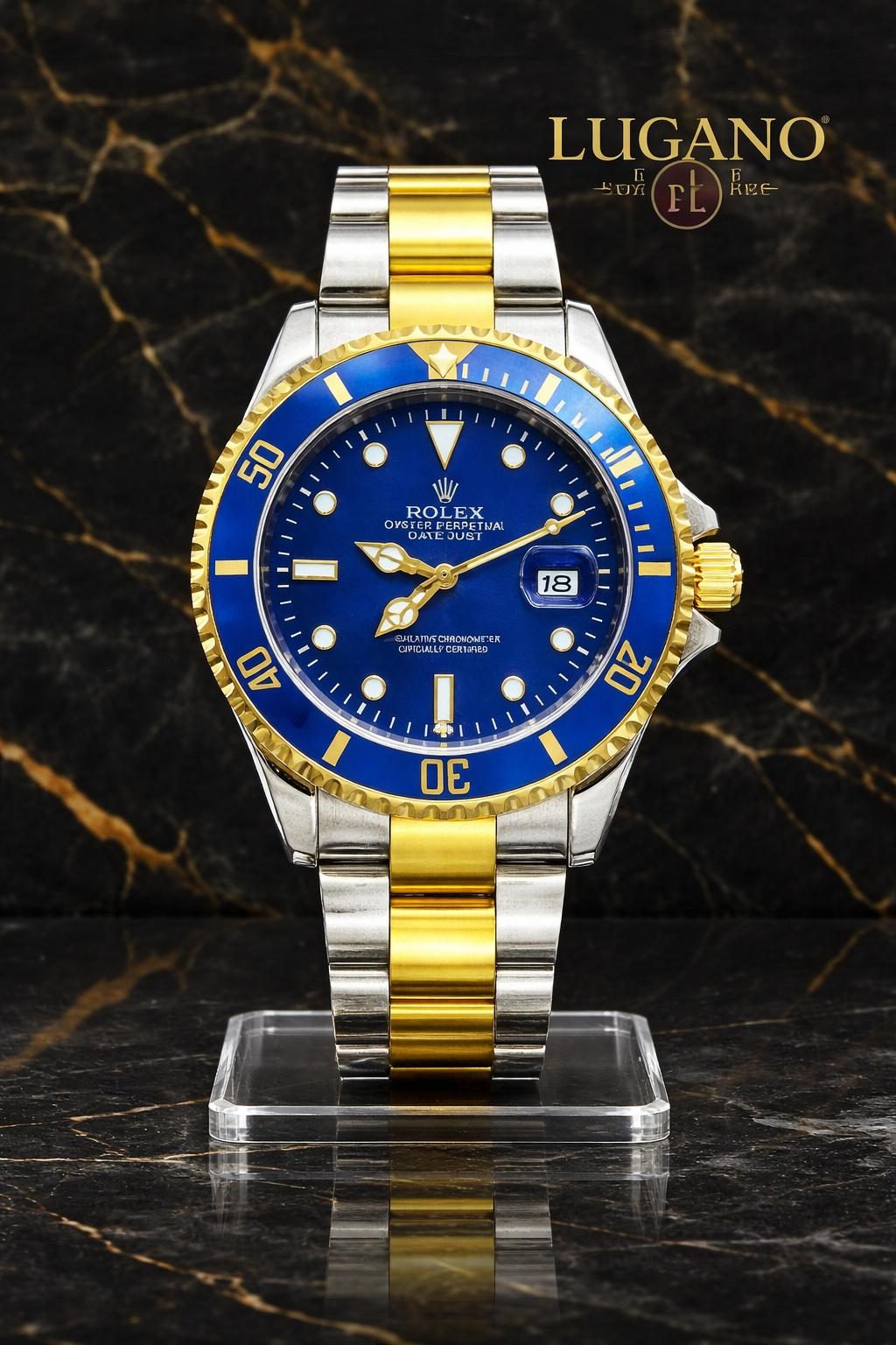 Rolex Oyster Perpetual Date - azul y dorado · Elegante