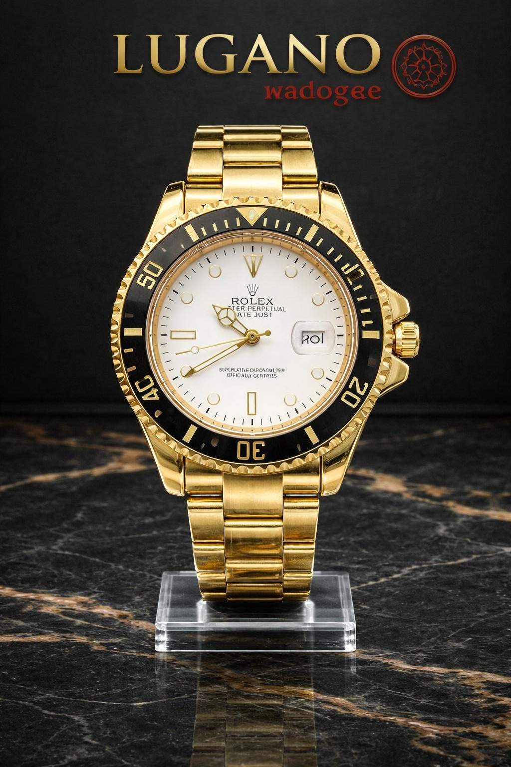 Rolex Oyster Perpetual Date - doré, blanco, negro · Elegante