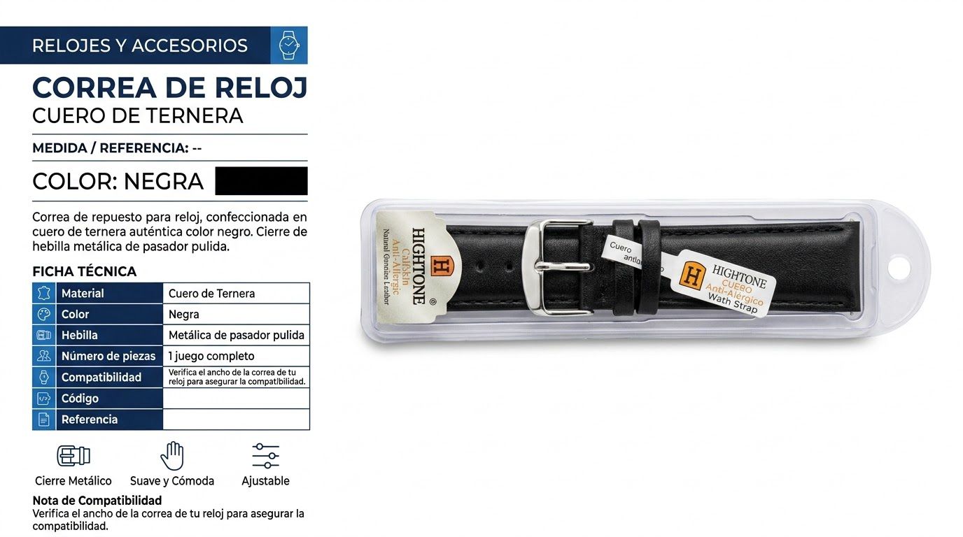 Correa para reloj cuero de ternera negra - Variante 8XCS6