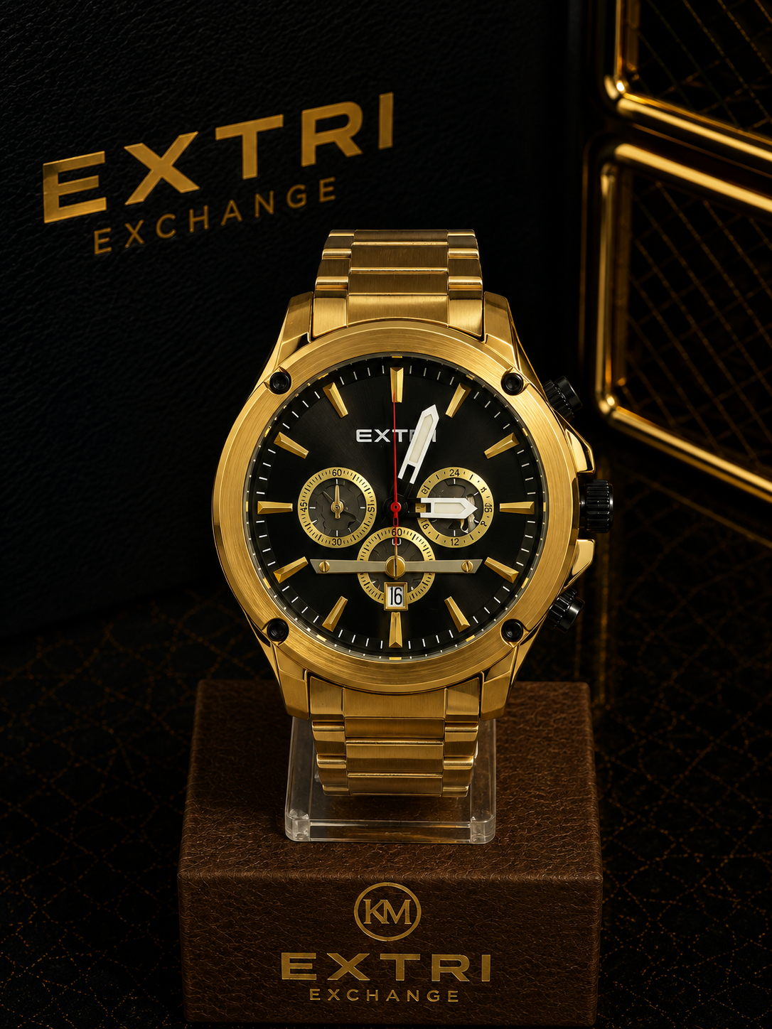 EXTRI Cronógrafo Oro con Negro - Oro con negro