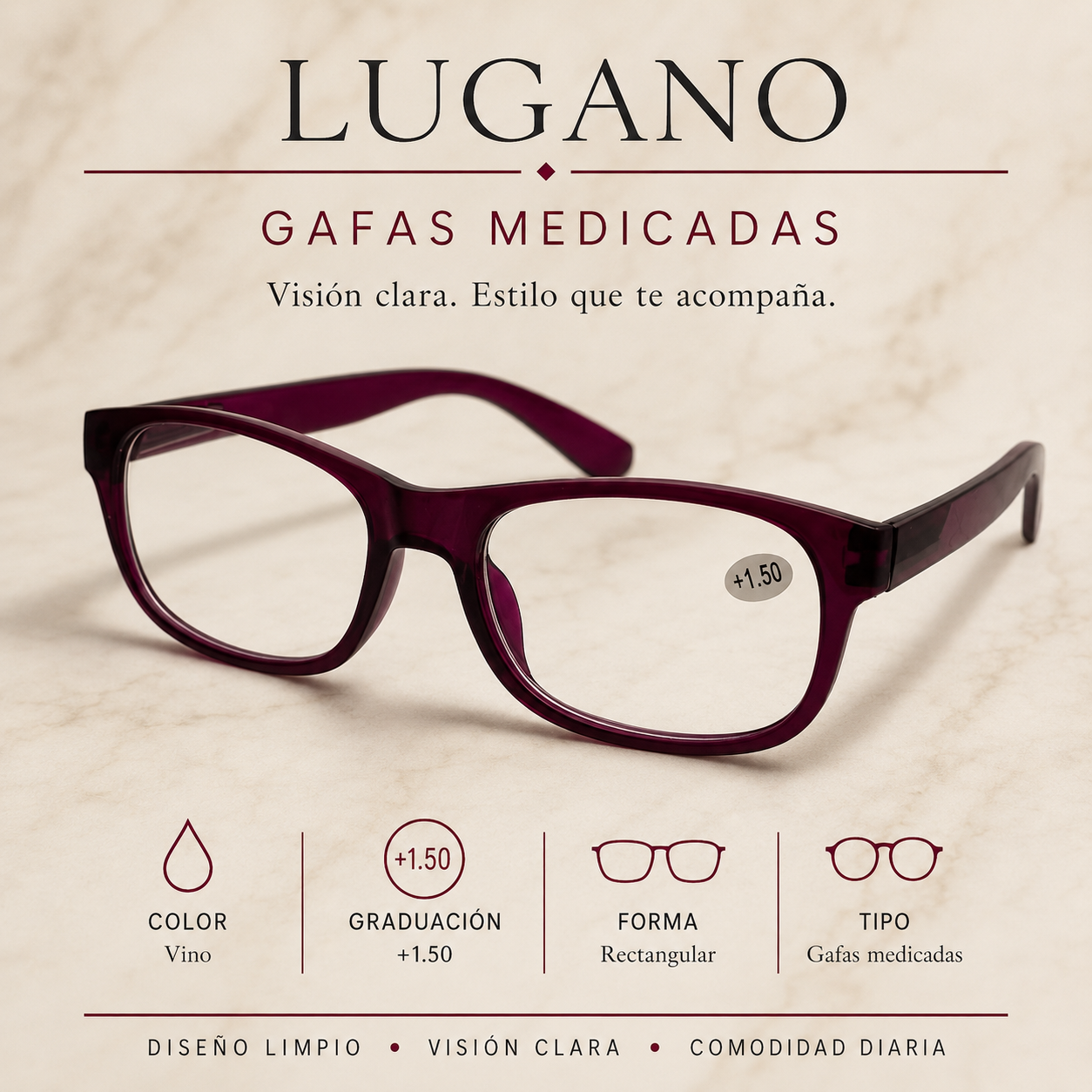 Gafas medicadas +1.50 LUGANO - Variante WBT3V