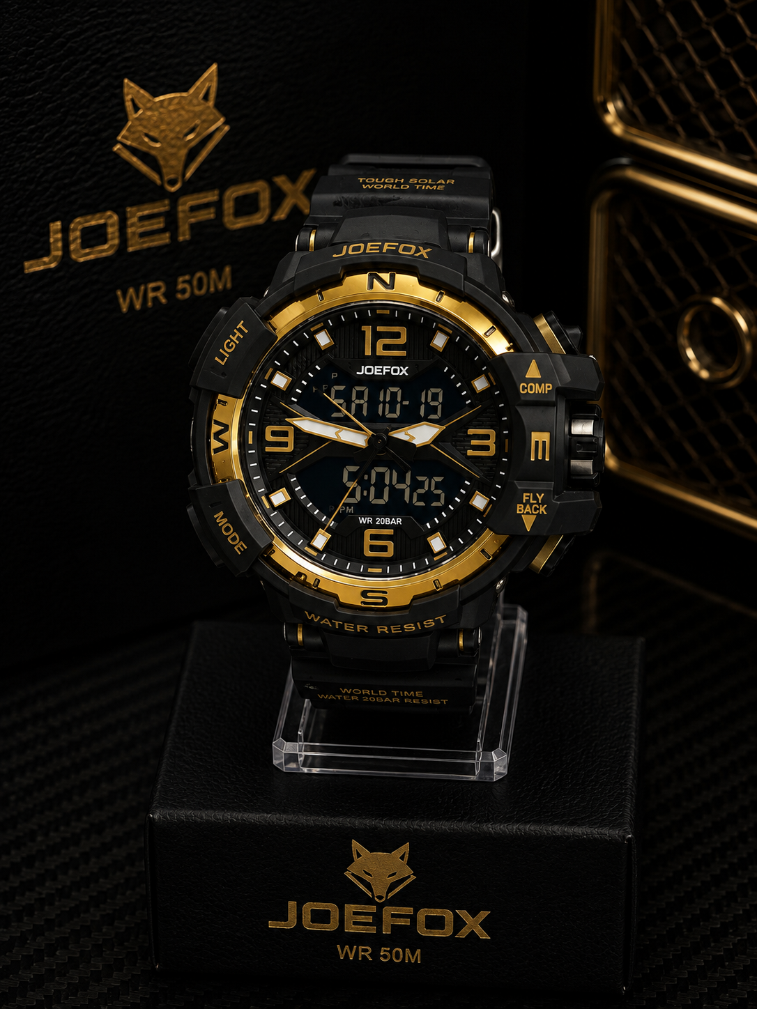 JOEFOX reloj deportivo negro con dorado - Negro con dorado