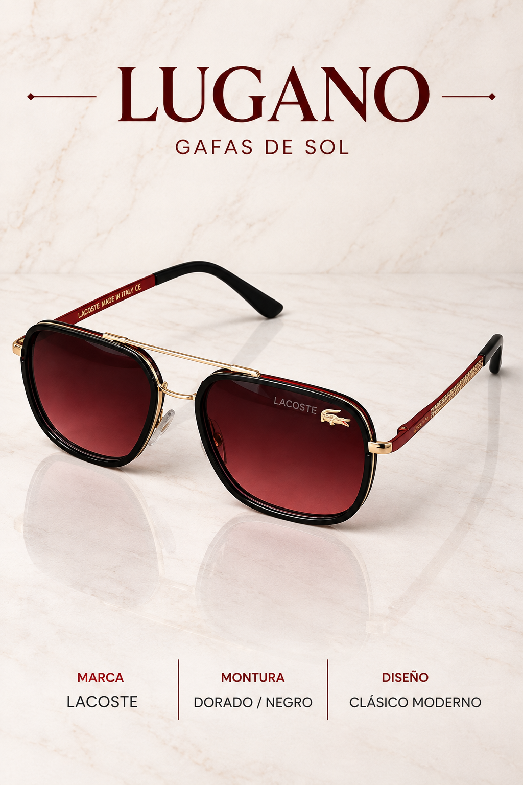 Lacoste gafas de sol blanco y rojo - Variante 1XWR1