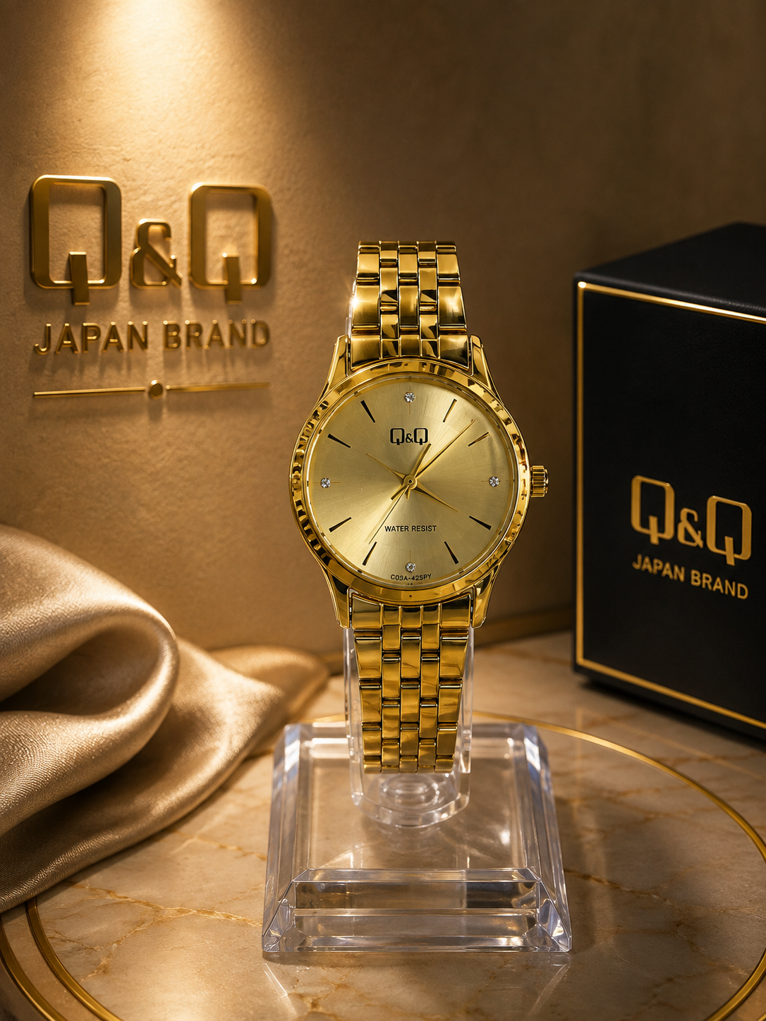 Reloj clásico metálico con pulsera de malla y cristales - Variante 1KF4K