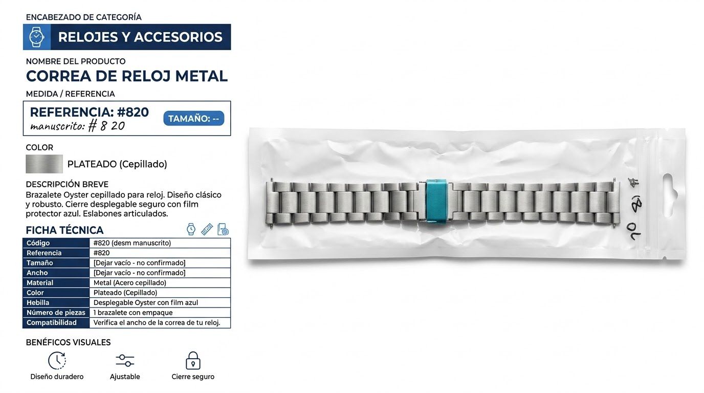 Correa para reloj metal #820 - Variante 1AYHY