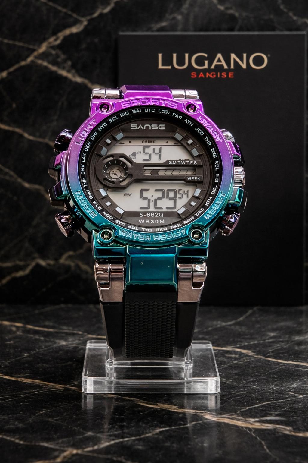 Reloj SANSE S-662Q Digital Deportivo - Iridescente (azul → púrpura)
