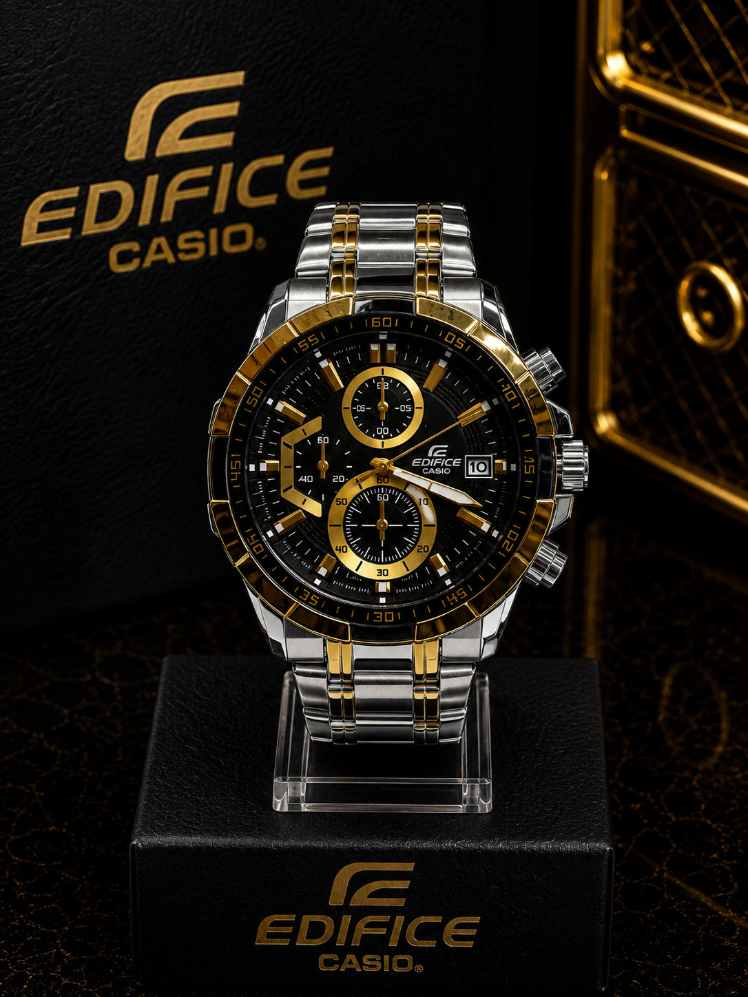 Casio Edifice Cronógrafo Dorado y Negro - Plateado con dorado