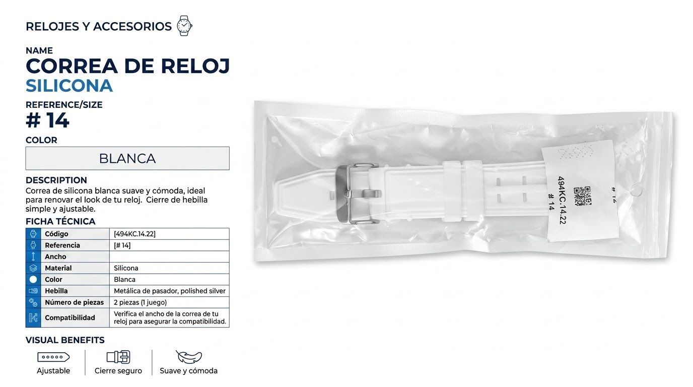 Correa para reloj silicona blanca #14 - Variante BBJAA
